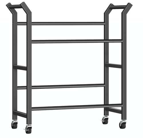 HOOBRO Scaffale Portabottiglie a 2 Livelli per 4 Casse di Bevande, con 4 Ruote (2 Bloccabili) e Maniglia, Ogni Ripiano Regge 75 kg, per Cucina, Sala da Pranzo e Soggiorno, Nero EBK207CJ01