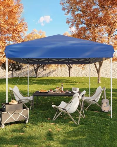 Carpa Plegable 3x3 m para Jardín y Exteriores, Cenador Gazebo Portátil, Altura Ajustable, Protección UV y Resistente al Agua, Incluye 4 Sacos de Arena, 4 Cuerdas, 8 Estacas y Bolsa de Transporte, Azul