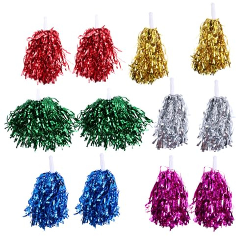 jojofuny 12 Pompons de Cheerleading 12 Pièces en Pet Légers Poignée Droite Éclatants Danger Doigts Plusieurs Styles pour Performances et Événements Sportifs Plusieurs Styles