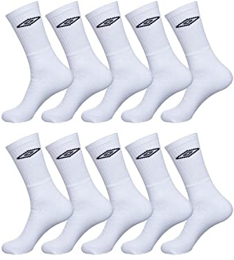 Umbro Chaussette Homme Sport - Lot de 10 - Chaussettes Hautes Homme, Blanc, (Taille 39-42)
