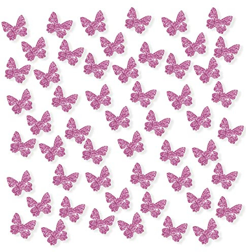 100pcs Butterfly Confetti, Pink Glitter Butterfly Paper Scatter, Little Butterfly Is On The Way Table Confetti, Butterfly Smash Cake Decor, Butterfly Themed Birthday Party Decorations