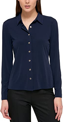 Tommy Hilfiger Long Sleeve Collared Button Front Top Chemise à Bouton Bas, Midnight, M Femme