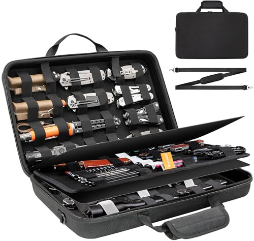 BRANTMAKER Messertasche, Messerkoffer für 61+ Taschenmesser, Messer Tasche mit tragbarem Schultergurt, für EDC Minimesser/Schmetterlingsmesser/Feststehendes Messer (nur Box)