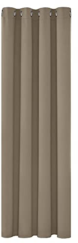 Deconovo Blickdicht Gardinen mit Ösen für Schlafzimmer Thermogardinen Vorhang Blickdicht, 175x140cm (HöhexBreite), Taupe, 1 Stück