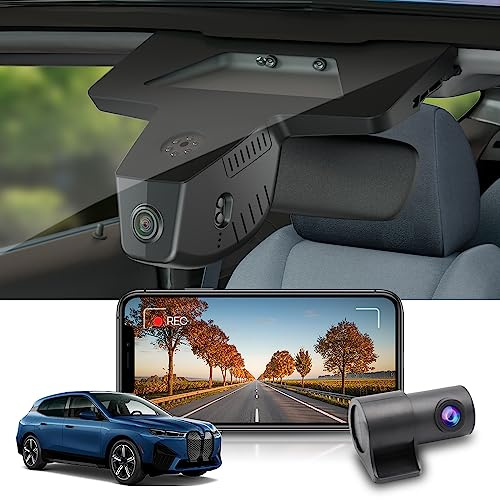 Fitcamx Dashcam Auto Vorne Hinten Geeignet für BMW iX 2022-2026 (HD2-2228), OEM Dashcam 4K 2160P+1080P UHD Video WiFi, Loop-Aufnahme, G-Sensor, WDR Dash cam Auto, Einfach zu bedienen, 128GB Karte
