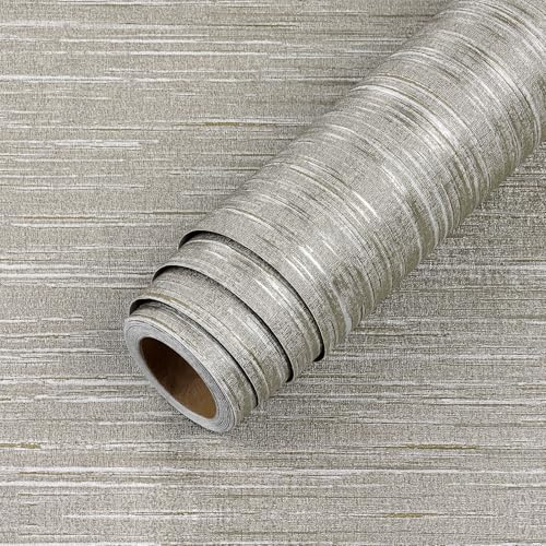 LACHEERY Taupe Grasscloth Wallpaper Textured Peel and Stick Fabric Wallpaper Textured Contact Paper for Cabinets and Drawers Waterproof Removable Grass Cloth Faux Linen Wall Paper for Walls 15.8x80