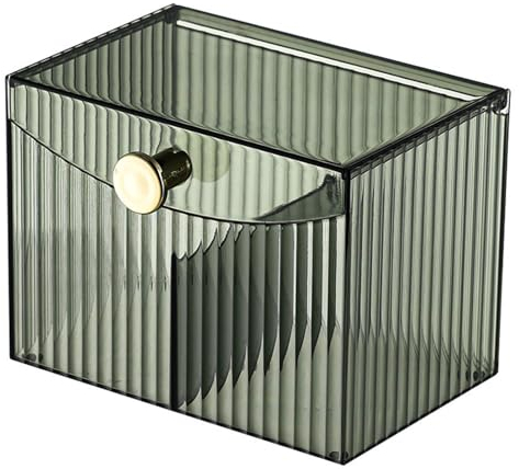 Jumuao Wattestäbchen Aufbewahrung Behälter,Acryl Wattepads Haltermit Deckel,Wattepadspender Boxen,Aufbewahrung Wattepads,für Kommode Waschtisch Badezimmer Küche (Grün)