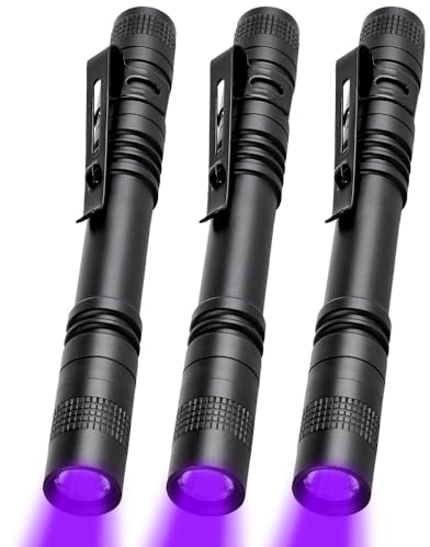 MVIOCS UV Flashlight Black Light, LED 395 nM Blacklight Flashlights Mini, Torch Light Detector for Home & Hotel Inspection, Dog Urine, Pet Stains and Bed Bug (3 Pack Black Light)