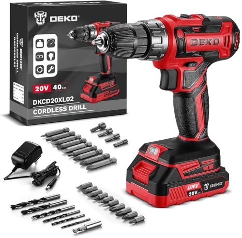 Taladro eléctrico inalámbrico: DEKOPRO Taladro de Bateria de 20 V para mujer,Taladradora con batería y cargador, kit de taladro de 20 voltios