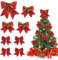 BOFUNX 8pcs Fiocchi Natalizi Glitterati Fiocchi per Albero di Natale Fiocchi Decorativi di Natale Fiocchetti Paillettes Natale Fiocco Regalo Decorazioni Natalizie DIY