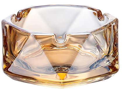 Mülleimer für den Desktop,Aschenbecher aus Glas (Bernstein),Ashtray,∅12 cm großer Zigarettenaschenbecher Außenbereich,Aschenbecher für drinnen,Zigarren Aschenbecher