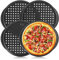 GBACHOOSE 4 Pack Pizza Tray, 14 inch Non Stick Pizza Trays for Oven with Handles, Carbon Steel Pizza Pan, Round Pizza Oven Tray for Baking, Roasting, Making Pizza