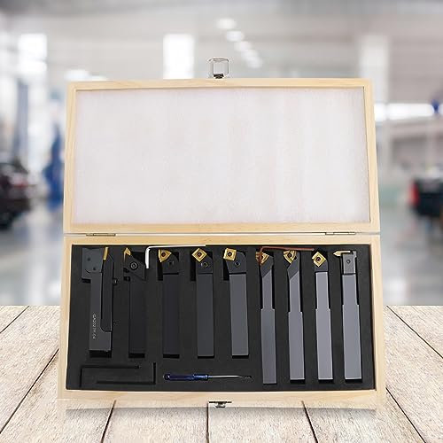Jeu de 9 burins de tournage 20 mm avec inserts 20 x 20 mm pour tour, ébauchage lourd, coupe multi-angle