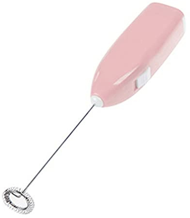 Elektrischer Milchaufschäumer, handgehaltener, batteriebetriebener Schneebesen, Milchaufschäumer, kabelloser Schneebesen für die Kaffeemaschine zu Hause, in der Hotelküche (Rosa)