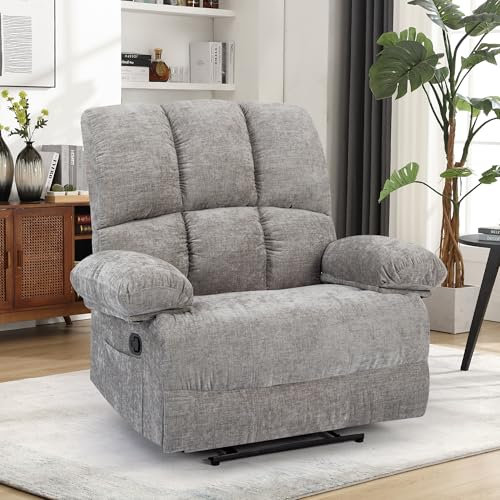 HOMYEDAMIC Fernsehsessel mit liegefunktion,Relaxsessel mit Leinenoptik,Sessel liegesessel bis 150 kg belastbar,für Wohnzimmer,Grau