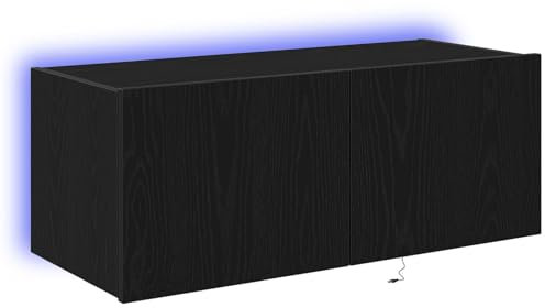 vidaXL TV Wall Cabinet Black Oak 80 x 35 x 31 cm Engineered Wood, Modern Living Room, Rectangular Wall-Mounted Cabinet, Stylish Tv Shelf, Engineered Wood, Dynamic Display Unit, Storage