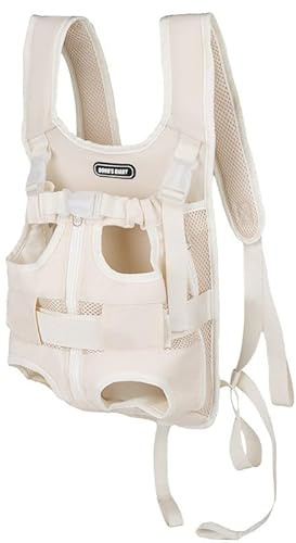 Husdjursryggsäck, hundbärare justerbar hundryggsäck bärbar andningsaktiv kattryggsäck, för små medelstora hundar katt valpar (beige, L)