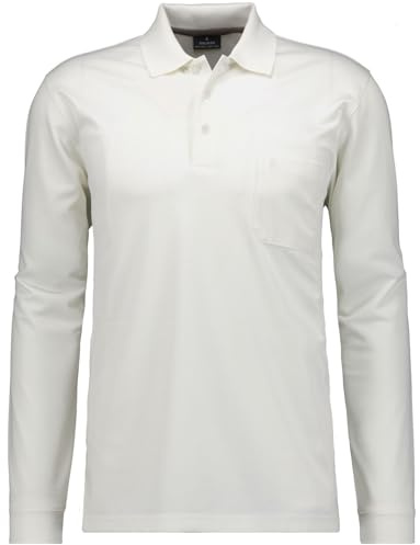 RAGMAN Polo en tricot doux pour homme avec poche de poitrine, manches longues, Ecru-003, XL