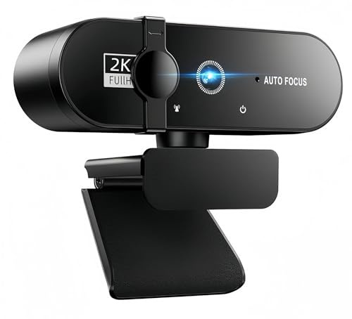 Full HD Webcam with Microphone, 2K Web cam for PC, 90° FOV, Dual Microphone Streaming Webcam for Clear Stereo Audio, Plug and Play USB Web cam for Zoom/Skype/Teams, Conferencing and Video