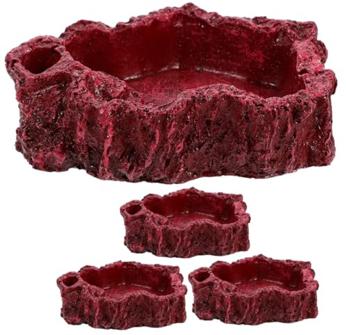 FRCOLOR 4 pièces Gamelle Reptile Résine Bol Eau et Nourriture pour Terrarium Bassin Alimentation Tortues Lézards Petits Animaux