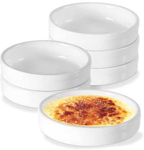 Packool 6 moldes de cerámica para hornear Ramekin, 4.5 x 1.4 pulgadas, plato redondo poco profundo, plato individual para pastel, mini plato para pastel para cocina y restaurante