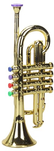 Instrument de musique pour enfants, trompette jouet jouable pour le développement, trompette en plastique PP doré pour enfants avec poignée confortable, instruments de musique éducatifs, jouets