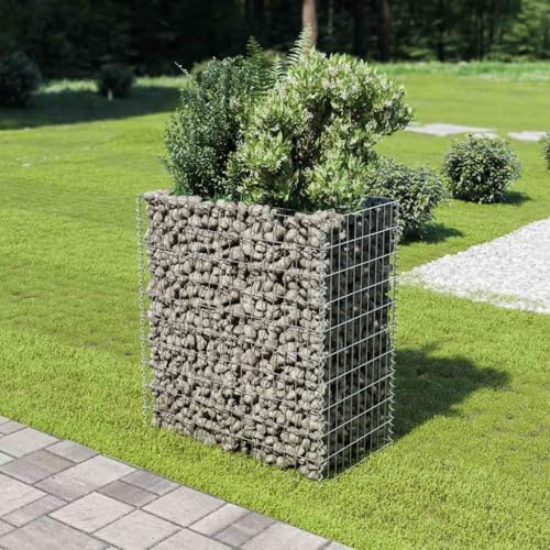 Mokuyary Letto rialzato per gabbioni in acciaio zincato, 90 x 50 x 100 cm, fioriera da giardino, vassoio per piante grasse, terrazza, patio, balcone