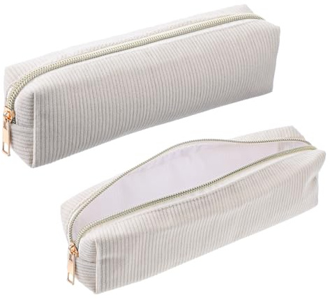 DOPENSPI Federmäppchen Cord,Schlampermäppchen Beige Stifte Mäppchen Aesthetic Pencil Case Girl Adults Portable Schulmäppchen Federtasche Federmappe für Schule, Büro