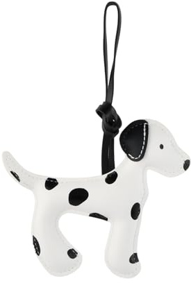 Hontaog Leather Bag Charm, Stylish Dog Shaped Keychain, Spotted Dog key Ring Made of PU Leather, Cute Keyring, Funny dog Keychain for Handbags Animal Ornament Accessories Decoration Rucksack, Car