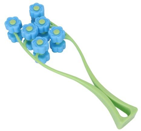 Lurrose Rouleau de Massage Facial Manuel V-forme, Rouleau de Menton Vert Billes Bleues, Outil Compact pour Soin Visage et Lifting, Rouleaux Faciaux Légers et Portables pour Beauté