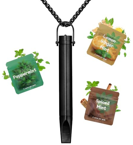 CARITATE andningshalsband färggradient, justerbar resistance andningscykel med utbytbart smakfilter, modedesign perfekt som presenttillfällen, bärbar för vardagen och resor