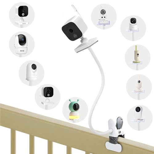 Support Universel pour Babyphone GHB,Support Flexible pour Caméra Bébé Compatible avec Philips Avent,OBVHNUA,Momcozy,BOIFUN,ieGeek et Taktark,Fixation sans Perçage pour Lit Bébé et Chambre de Bébé