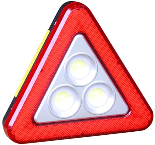 BRIGHTFUFU Triángulo de Advertencia Reflectante Luz LED para Vehículos, Diseño Triangular Estable y Portátil, Material Plástico, Adecuado para Emergencias en Exteriores y Maletero del Coche