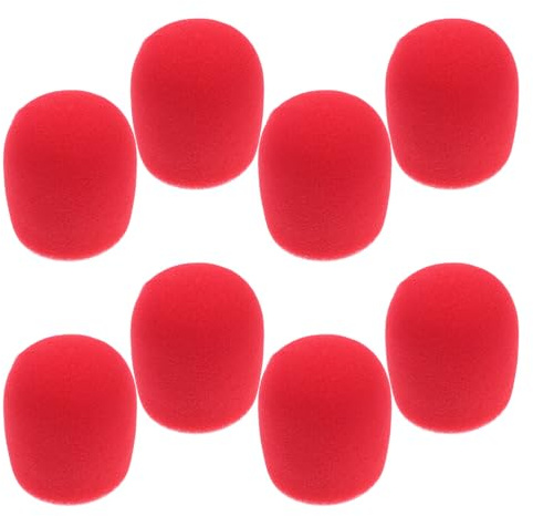 Hemobllo 8 Pezzi Coperture Microfono in Spugna Rossa Filtro Anti-pop per Microfono Portatile Protezione Antivento Riutilizzabile per Karaoke Ktv e Utilizzo Casalingo