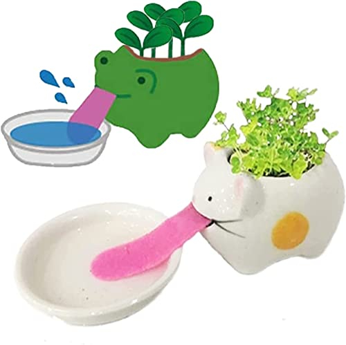 Smartlife Peropon Drinking Animal Planter Cute Animal Tongue Flower Pot Ceramic Self Watering Critters Ceramic Creatures