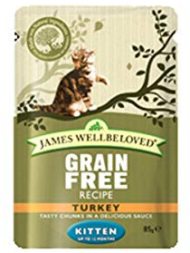 James Wellbeloved Kitten Wet Cat Food Pouches – Turkey, 48 x 85g, Naturally Delicious & Nutritious Meal for Growing Kittens