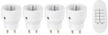 Lot de 4 Prises + télécommande on Off SEMAC COMFORTLIFE, pour contrôle de 4 équipements électriques, portée 50m, Pile 12V 23A