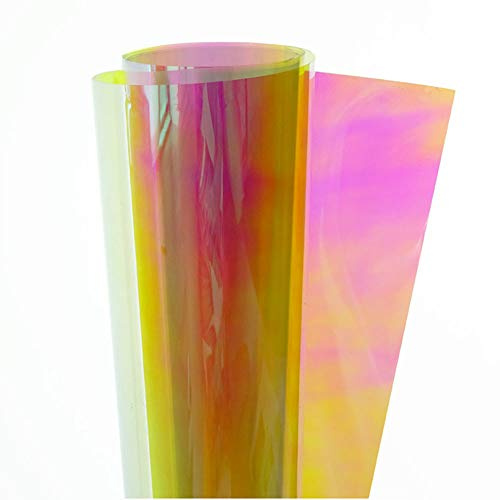 HOHOFILM 35.4X78.7 Blaze Rainbow Window Film Self Adhesive Colorful Film Glass Decorative Tint DIY Craft Vinyl Window Tint for Home and Buildings