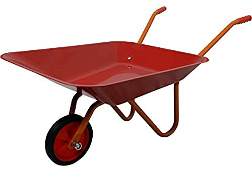 Home It Carretilla Infantil 10 L Rojo/Amarillo, 75×38×33 cm, Carretilla para Niños 3-6 Años con Estructura de Acero y Rueda de Plástico