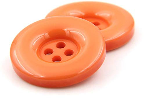 ZoTuoART Runde 4-Loch Harzknöpfe, Bunte Ersatzknöpfe, Knöpfe für Mäntel, Anzüge, Hemden, Jeans und Hosen sowie Kleidungszubehör für DIY-Nähprojekte, Orange, 30mm, 10Stück