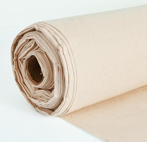 Tissu au mètre (5 m, calicot naturel) 147,5 cm de large, poids moyen, 100% coton, pour nappes, couture, matelassage, doublures de rideaux, housses de coussin et sacs fourre-tout | FT Fashion Track
