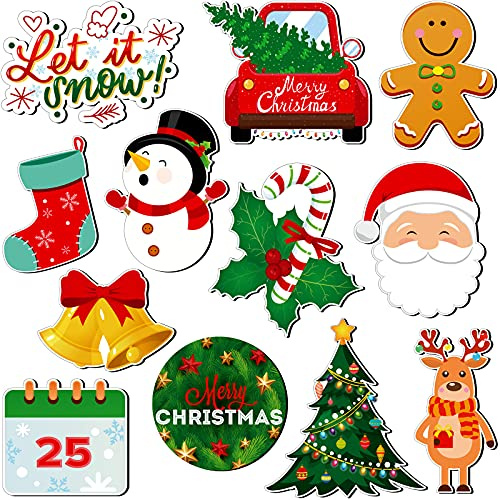 12 Imanes de Nevera de Navidad Vacaciones Imanes de Calcetín Árbol de Navidad de Invierno para Armario Frigorífico Decoración Escolar Hogar (Estilo de Papá Noel)