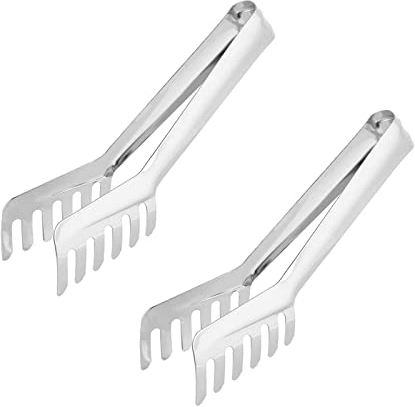 Bogoro 2 Stück Nudelzange Edelstahl Set - Spaghetti-, Salat-, Servier- und Kochzange für die Küche - Pasta Zange