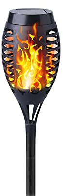 Geemoo Luces de llamas Solar Exterior Jardin 1 Piezas Antorchas Solares Exterior con llamas Realistas, IP65 Impermeable, Decoración Luces para Césped y Camino, Jardín, Pasillo