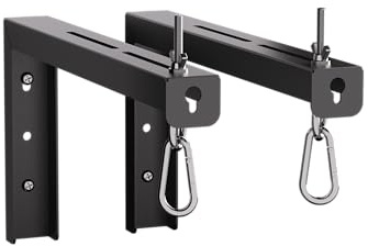 suptek Universal Projector Screen Wall Mount L-Brackets Wall Hanging Mount 12 inch Adjustable Extension Mounting Hooks for Projection Screen up to 80 lbs, PRL002B, Black (1 Pair)
