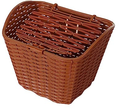 Ronyme Cesta de Bicicleta Cesta de Manillar de Bicicleta con Tapa Cesta de Bicicleta eléctrica Cesta Delantera de Bicicleta portátil Duradera para Accesorios, MARRÓN