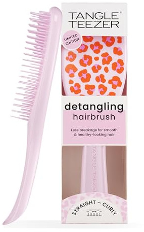 Tangle Teezer The Ultimate Detangler Straight to Curly Hairbrush | Detangling Brush | Two-Tiered Teeth Reduce Breakage & Eliminate Knots| Wet & Dry Hair | Vibrant Leopard
