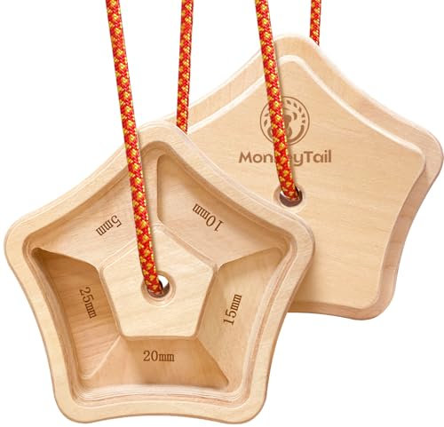 MonkeyTail Hangboard Kletterbrett zur Stärkung des Klettergriffs aus Holz für drinnen und draußen