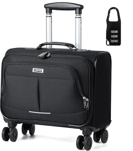 Lekespring Borsa Trolley Porta PC con lucchetto TSA - Trolley Cartella con 4 Ruote per Laptop Fino a 15,6 Pollici, Impermeabile Valigia Trolley per Viaggi Business Vacanze Lavoro Uomo Donna - Nero