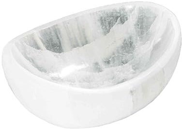 NKlaus Ciotola Energetica Ovale in Selenite 12 x 9 x 4 cm – Coppa Lucidata per Purificare e Ricaricare Gioielli, Cristalli e Pietre – Ideale per Decorazione Spirituale e Rituali